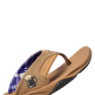 Fanning right-facing water-friendly sandal with arch support, soft cushioning, and bottle opener feature in brown tones
