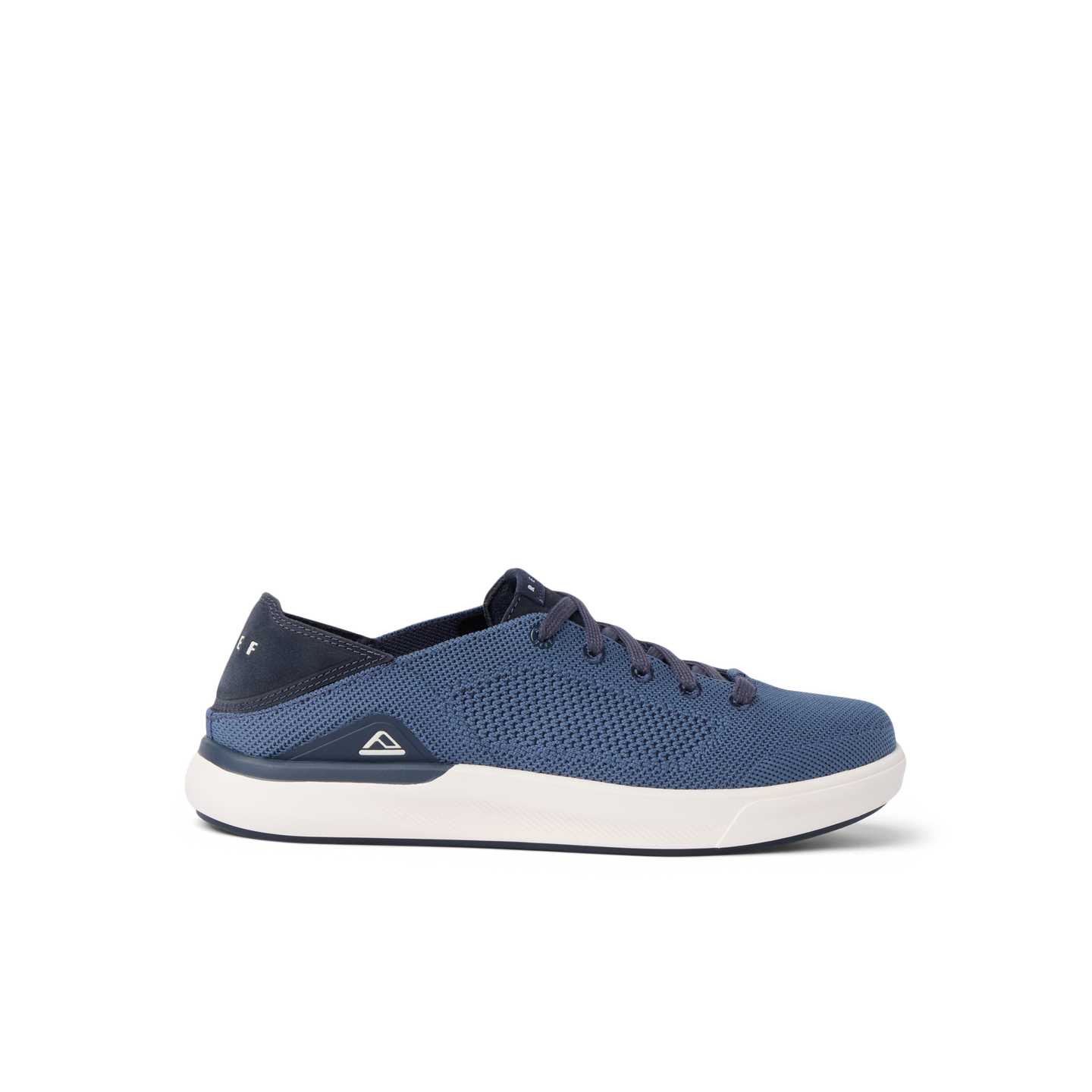 Neptune HT sneaker facing right, navy blue mesh with white sole, lightweight, water-friendly, extra cushioned for all-day comfort.