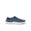 Neptune HT sneaker facing right, navy blue mesh with white sole, lightweight, water-friendly, extra cushioned for all-day comfort.
