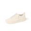 Lay Day Dawn white textured sneaker with gold charm  facing left with cushioned sole and anatomical arch support for everyday comfort