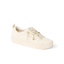 Lay Day Dawn white textured sneaker with gold charm facing right with cushioned sole and supportive everyday comfort