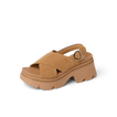 Vista Luxe Ava sandal facing right, soft suede straps with adjustable buckle and cushioned platform sole for comfort.
