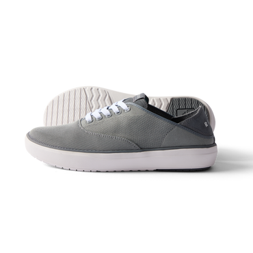 Neptune Lido men's grey sneaker facing left, side view with breathable mesh, soft cushioning, and arch support.