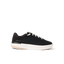 Side view of black Reef Del Mar sneaker with white sole, lightweight and cushioned for beach and everyday comfort.