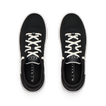 Top view of black Reef Del Mar shoes with white laces, designed for all-day comfort and beach-inspired active wear.