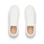 Top-down view of pair of white Reef Del Mar shoes featuring lightweight design and anatomical arch support for comfort.