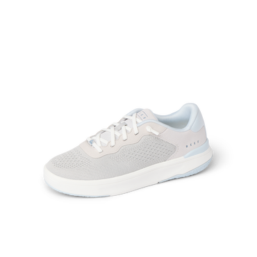 Reef Del Mar sneaker facing left showing breathable knit upper, cushioned sole, and supportive heel in grey tones.
