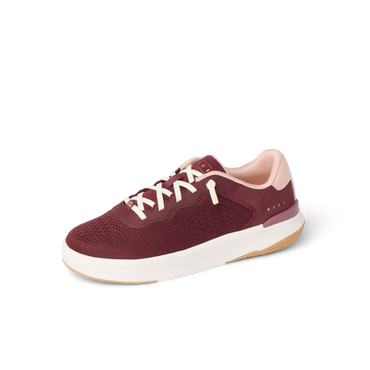 Reef Del Mar burgundy sneaker facing left with cushioned sole and anatomical arch support