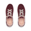 Reef Del Mar burgundy sneakers shown from above with toes facing upward and cushioned footbeds