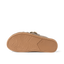 Vista Siena showing sole facing up, driftwood suede slip-on clog with textured rubber outsole for durable traction and comfort.