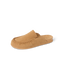 Vista Myra facing left, women's tan suede clog mule with soft-rebound cushioning and enhanced arch support for all-day comfort