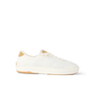 Laguna sneaker facing right, white breathable upper with tan accents, lightweight and comfortable beach-inspired design.
