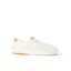 Laguna sneaker facing right, white breathable upper with tan accents, lightweight and comfortable beach-inspired design.