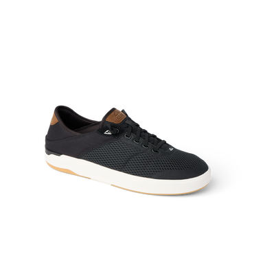 Laguna black sneaker facing right with breathable mesh upper, cushioned sole, and sustainable water-friendly materials.
