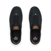 Top view of black Laguna sneakers with breathable mesh uppers, laces, and REEF branding for men’s and women’s shoes.