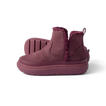 Side view of Weekend Autumn shoe in plum with cozy fleece lining, lightweight sole, and arch support by REEF, facing right.