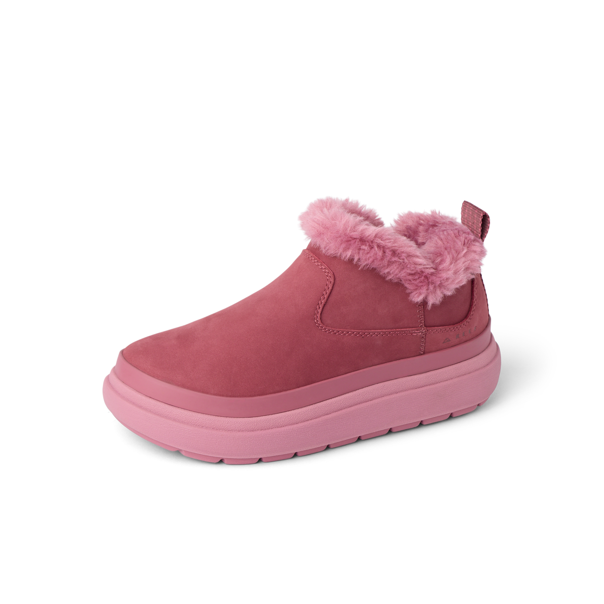 Weekend Olivia women's right-facing pink boot with plush faux fur lining and cushioned sole for comfort and durability