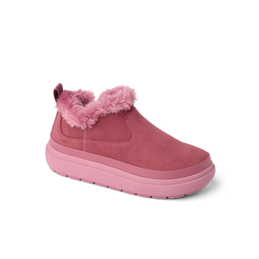 Weekend Olivia right-facing pink boot with plush faux fur lining and grippy lightweight sole for comfort and durability