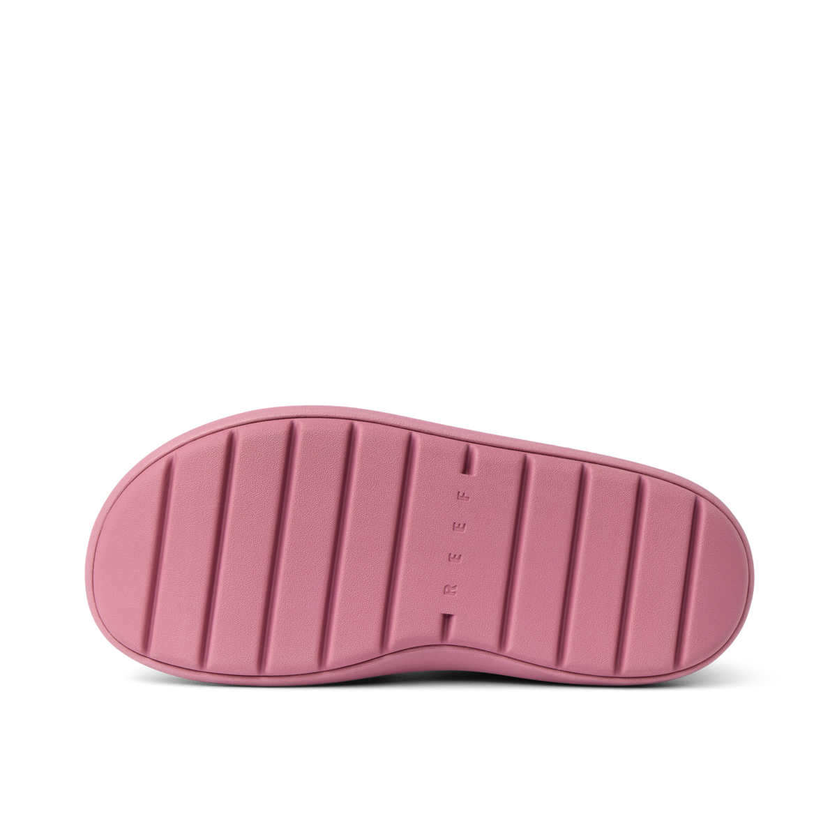 Close-up of the pink sole of the Weekend Olivia boot facing upward, showcasing comfort and durable reef design.
