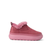 Weekend Olivia pink boot facing right with plush faux fur lining and lightweight rubber sole, designed for comfort and beach style