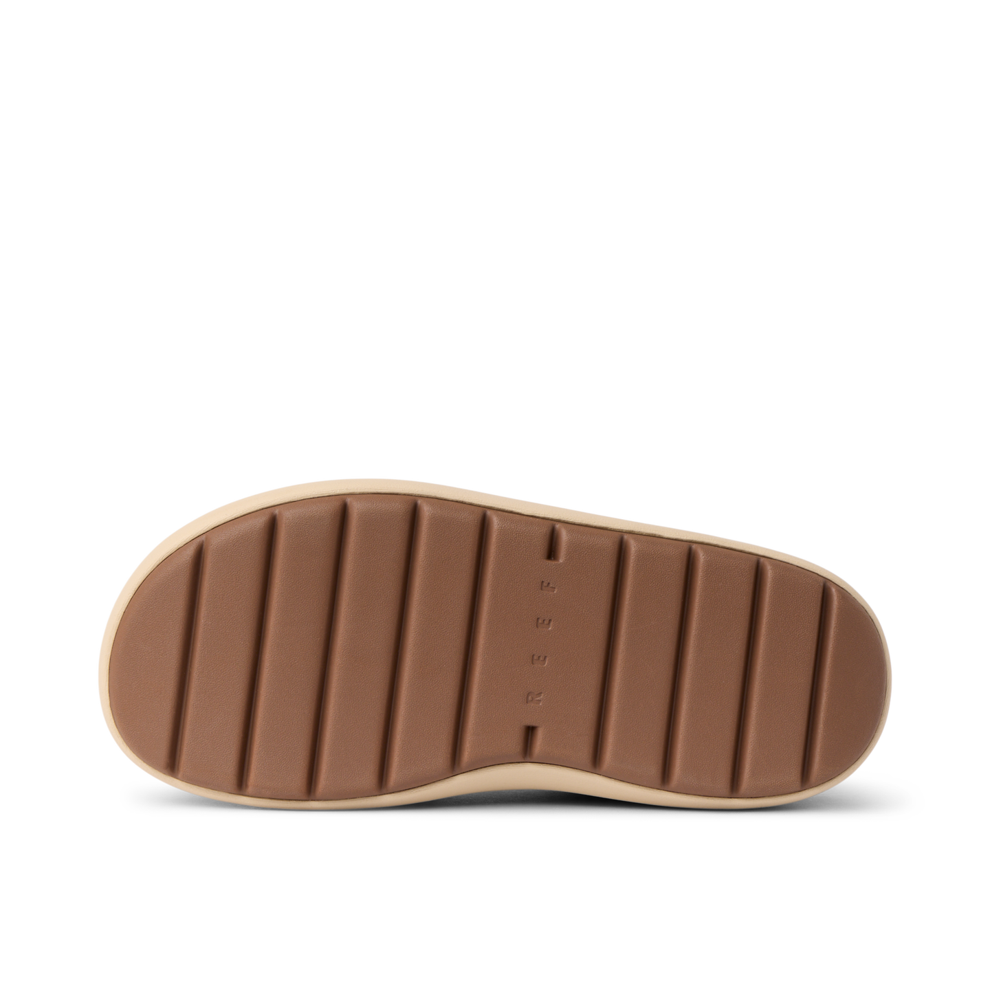 Sole view of Weekend Low Brooke showing durable, cushioned outsole with REEF branding in men's and women's shoe collection
