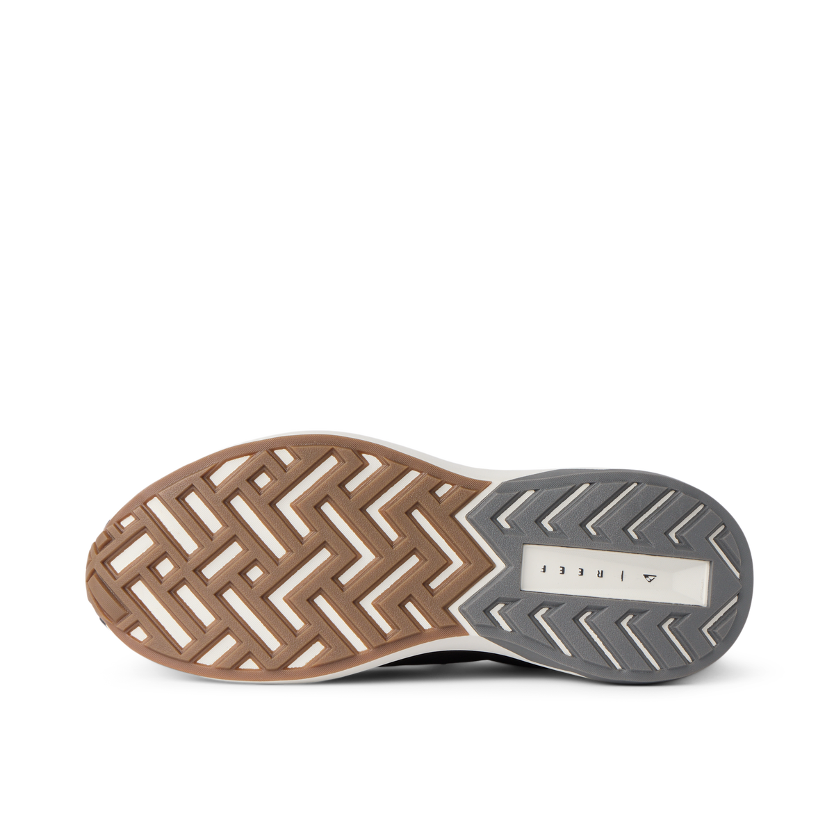 Reef Zuma sneaker outsole facing left, showing durable patterned tread and cushioned comfort design