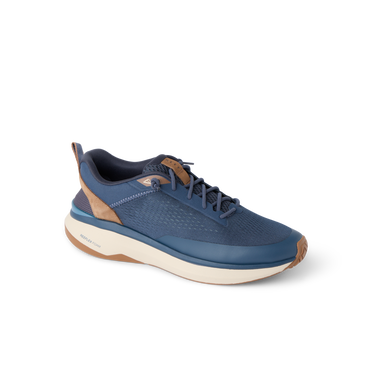 Reef Zuma blue sneaker facing right with breathable knit upper and cushioned sole