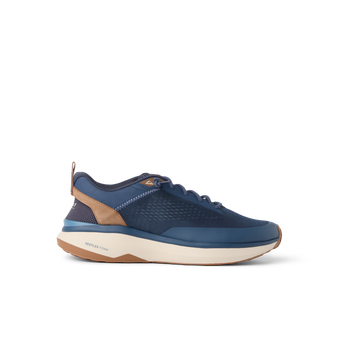 Reef Zuma blue sneaker facing right with breathable knit upper, cushioned sole, and flexible heel