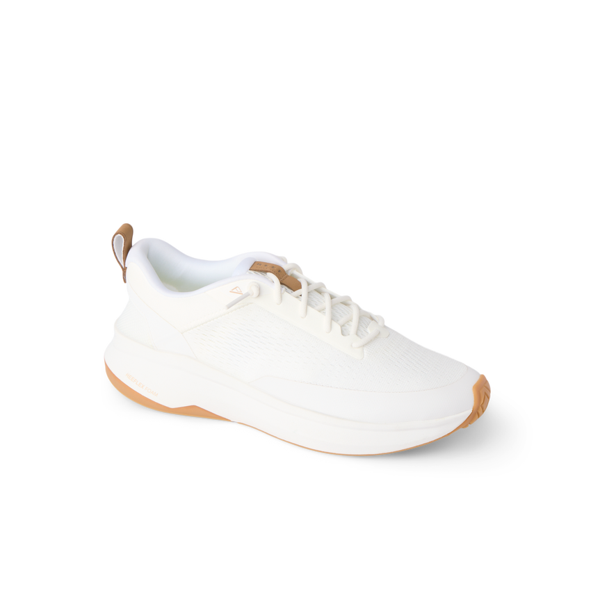 Reef Zuma white sneaker facing right with cushioned comfort and a flexible heel