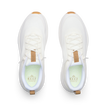Reef Zuma white sneakers facing forward from a top view with breathable knit uppers and cushioned footbeds