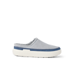 Rambler Mule grey comfort shoe shown in side profile facing right with plush lining and cushioned sole