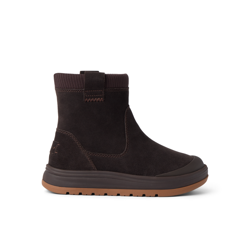 Campfire Ember brown boot in side profile facing right with cushioned sole for comfortable everyday wear
