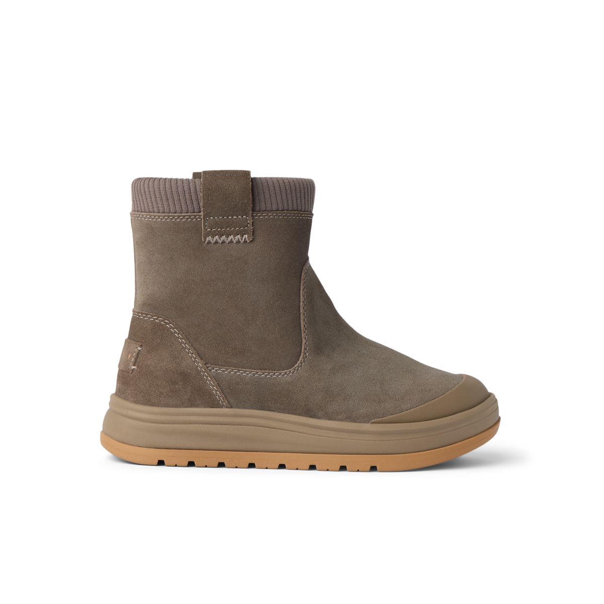 Campfire Ember brown womens boot facing right with cushioned sole and arch support