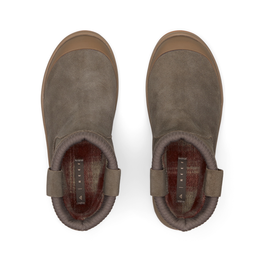 Close-up top view of Campfire Ember footwear, toes facing upward, showing uppers, footbeds, and adjustable straps