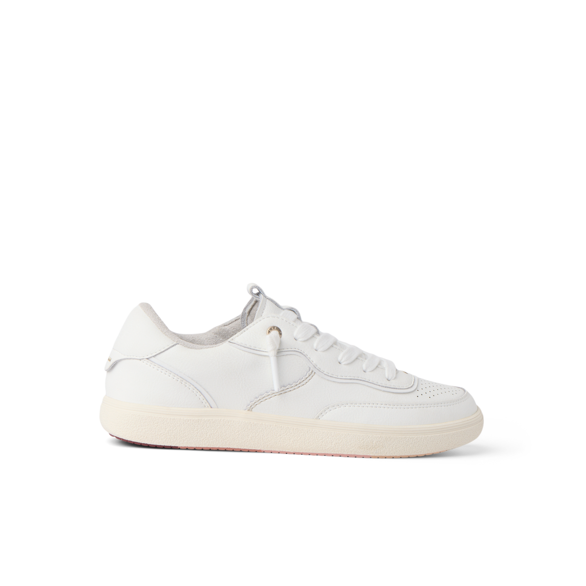 REEF Kickback white sneaker facing right with cushioned sole and anatomical arch support
