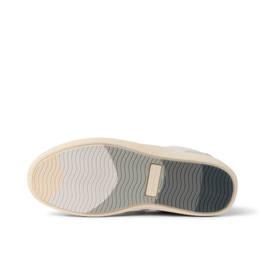 REEF Kickback sneaker outsole facing upward with toe pointing left showing textured tread for everyday comfort