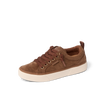 Brown suede Lay Day Dawn sneaker facing left with cushioned sole, arch support, and lace-up front for comfort and durability.