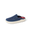 Rambler Kicker mule facing left in navy with cushioned memory foam footbed and lightweight textured EVA sole for everyday comfort