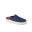 Rambler Kicker mule facing left in navy with cushioned memory foam footbed and lightweight EVA sole for durable comfort