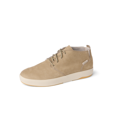 Del Mar Desert shoe facing left with premium leather and suede upper, cushioned sole, and easy entry heel for everyday comfort