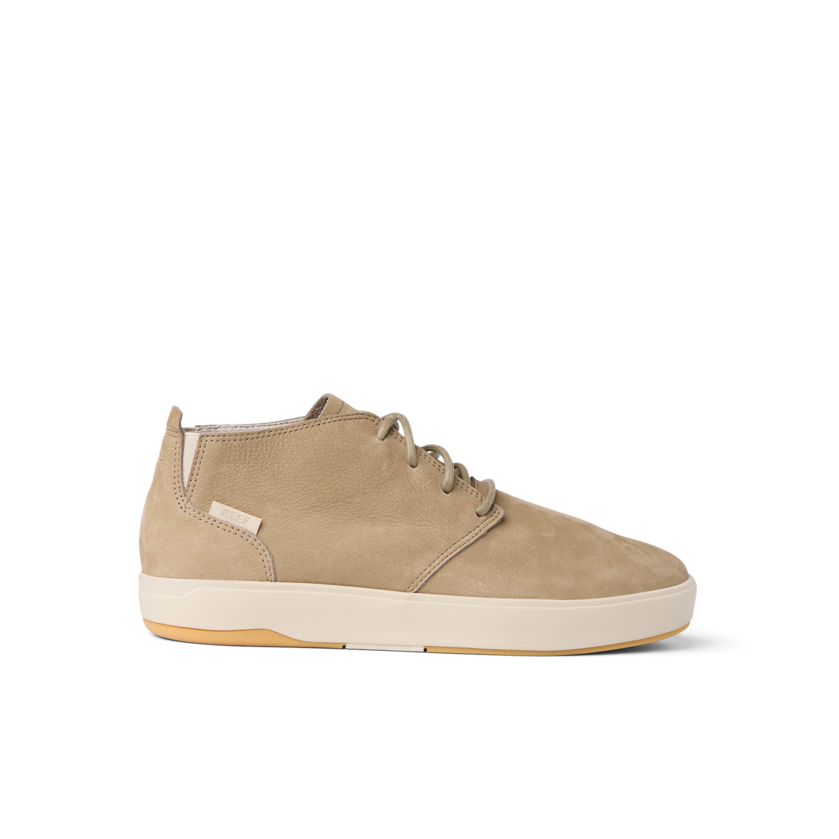 Del Mar Desert right facing leather and suede shoe with cushioned sole and easy entry heel