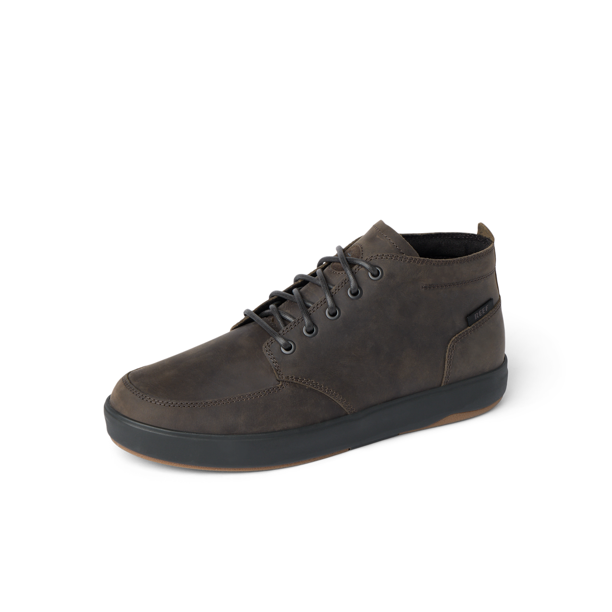 Laguna Spiniker brown mid-boot facing right, waterproof leather with REEF comfort cushioning for beach lifestyle durability