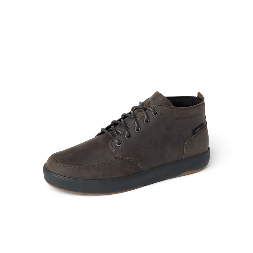 Laguna Spiniker brown mid-boot facing right, waterproof leather with REEF comfort cushioning for beach lifestyle durability