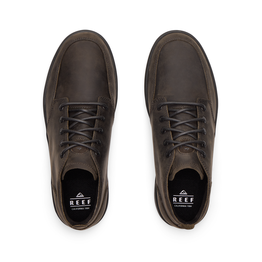 Top view of the brown Laguna Spiniker boots with water-friendly leather and anatomical arch support for all-day comfort