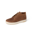 Laguna Spiniker brown waterproof leather mid-boot facing right with cushioned sole and arch support, surf-inspired comfort.