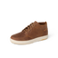 Laguna Spiniker brown waterproof leather mid-boot facing right with cushioned sole and arch support, surf-inspired comfort.