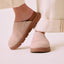 Vista Luxe Mariana women's light taupe suede clog facing forward, closed toe with cushioned footbed and arch support for comfort