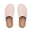 Vista Luxe Mariana top view, women's light taupe suede clogs with closed toe and cushioned footbed for all-day comfort