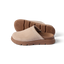 Vista Luxe Mariana facing right, women's light taupe suede clog with closed toe and cushioned arch support for all-day comfort