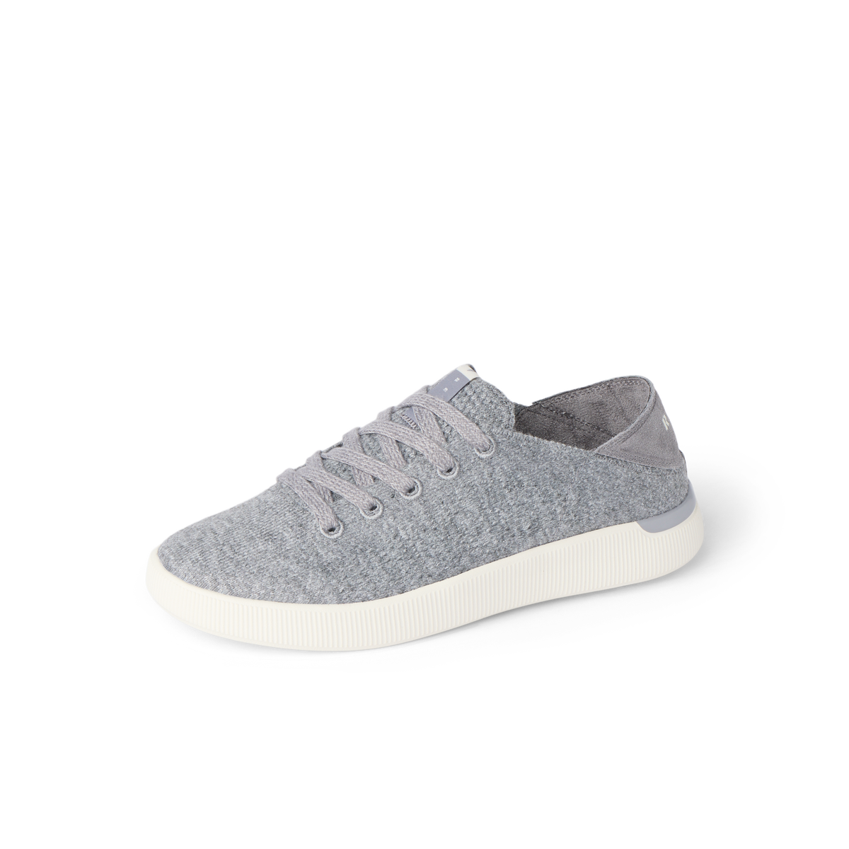 Reef Neptune gray knit shoe facing left with cushioned sole and breathable comfort fit